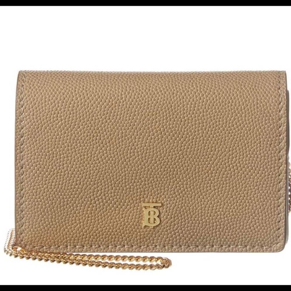 Authentic Burberry grainy leather wallet on chain